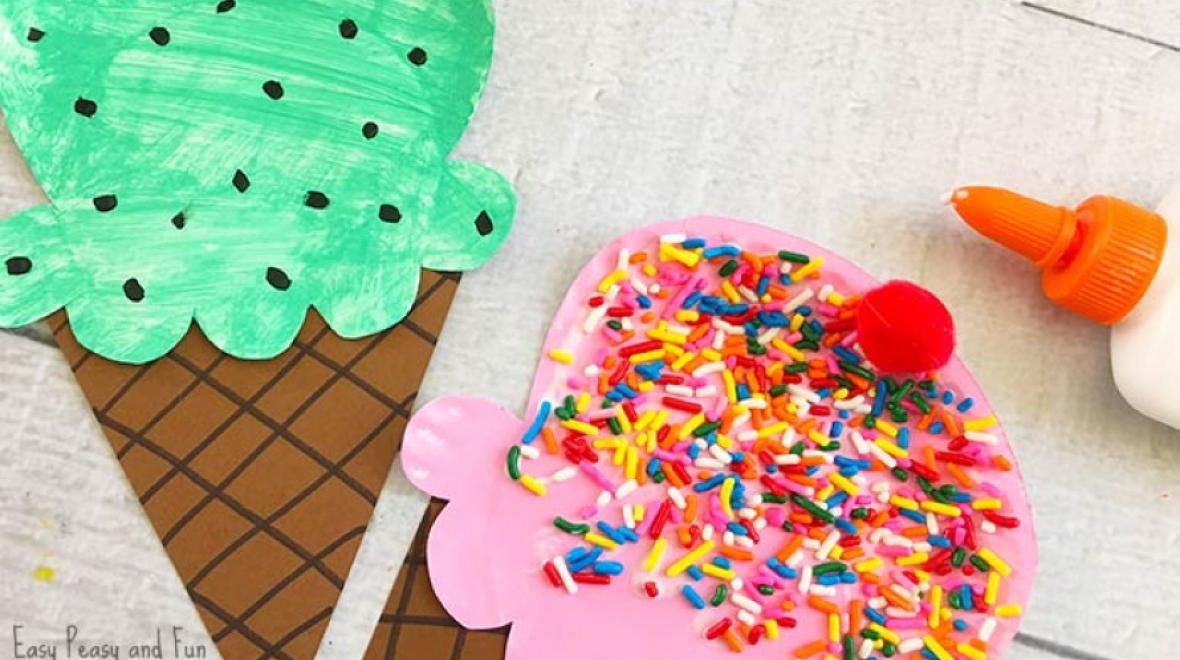 ice-cream-crafts are fun for summer birthday parties and a great party favor