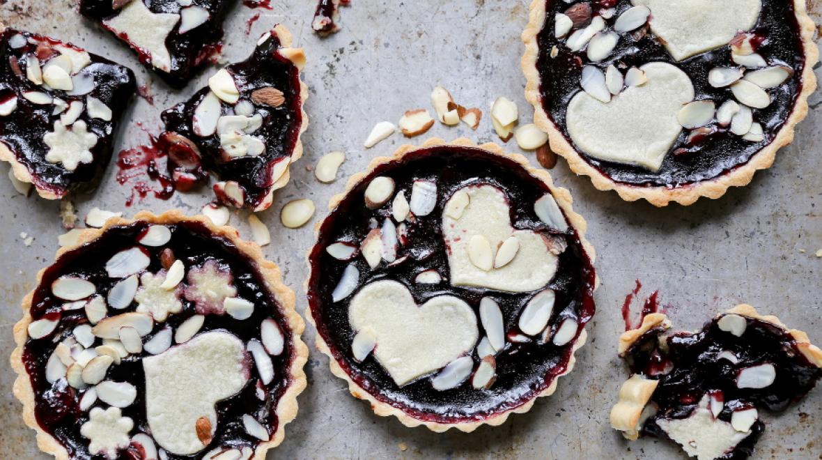 Blackberry jam and almond tarts