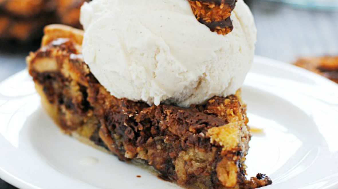 Girl Scout Samoas bomb (chess) pie