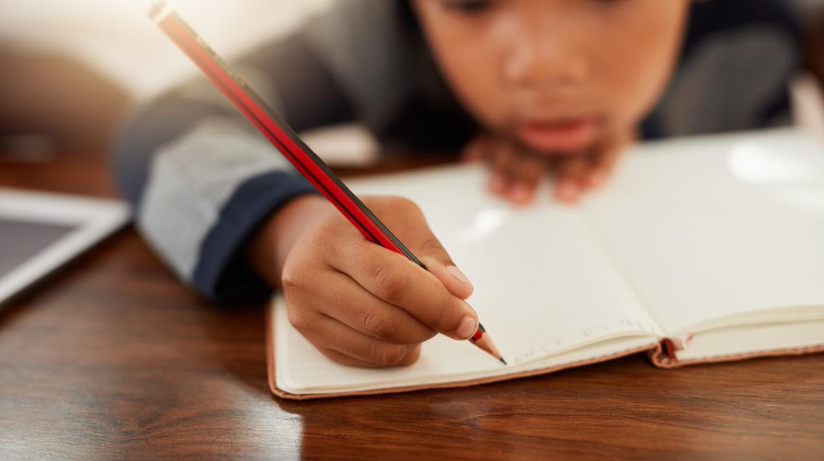 young boy writing in journal homeschooling tips to use during coronavirus school closures