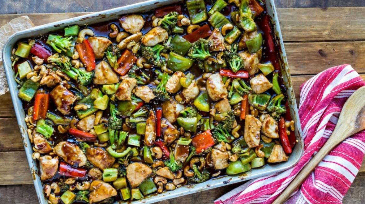 Sheet pan cashew chicken recipe easy recipes for hectic family evenings