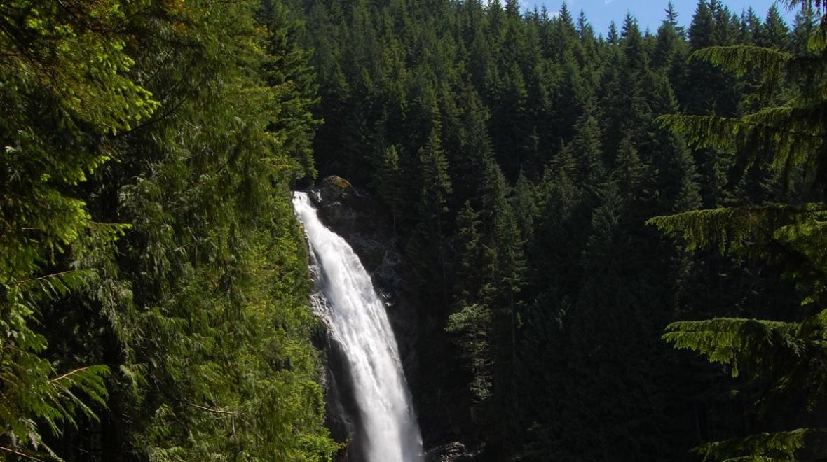 view of upper wallace falls popular Seattle area waterfall hike best family hikes
