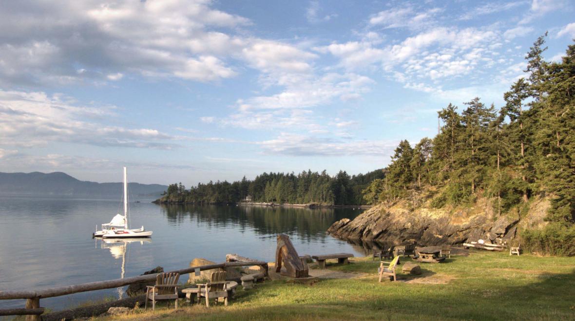 View from land to water at Doe Bay Resort and Retreat