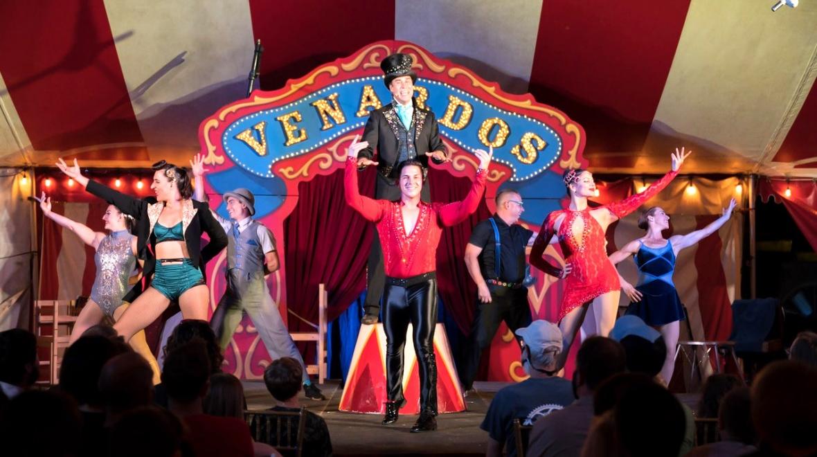 The cast of the Venardos Circus an all human-powered circus (no animals) headed by former Ringling Bros ringmaster Kevin Venardos cast photos shows current 2022 tour performers