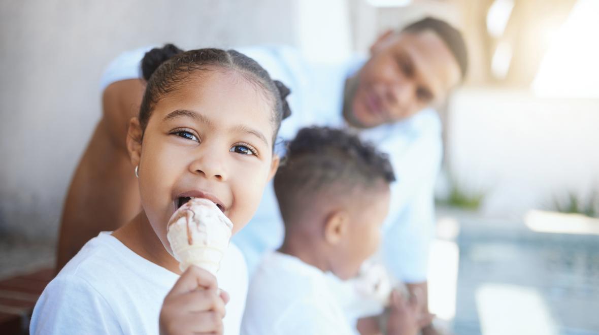Little girl eating ice cream 