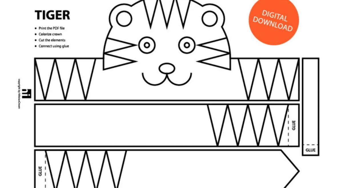 Printable tiger crown for kids 