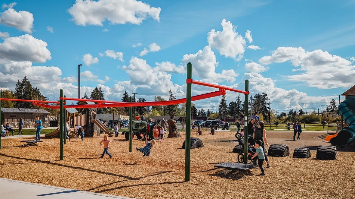 The new farm-themed playground at Edgewood Community Park.