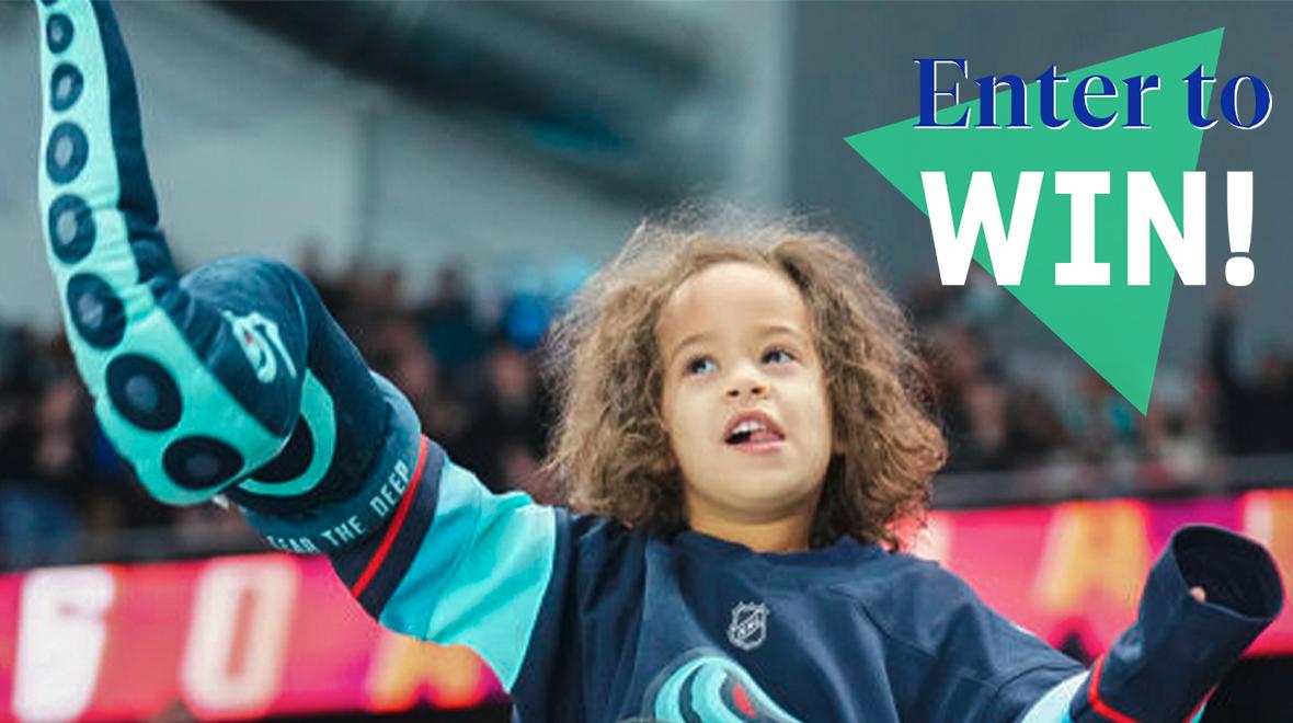child at a Seattle Kraken hockey game