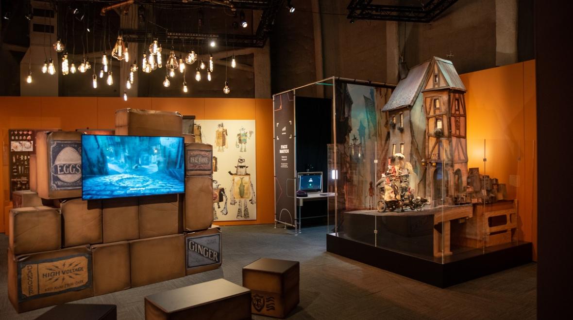 The exhibit section dedicated to the movie The Boxtrolls by LAIKA Studios part of a special exhibit on the stop-motion animation studio at Seattle's Museum of Pop Culture, commonly called MoPOP