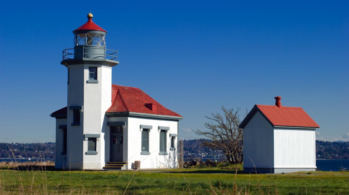 Point Robinson Lighthouse on Vashon Island is a fun stop on an island getaway day trip from Seattle