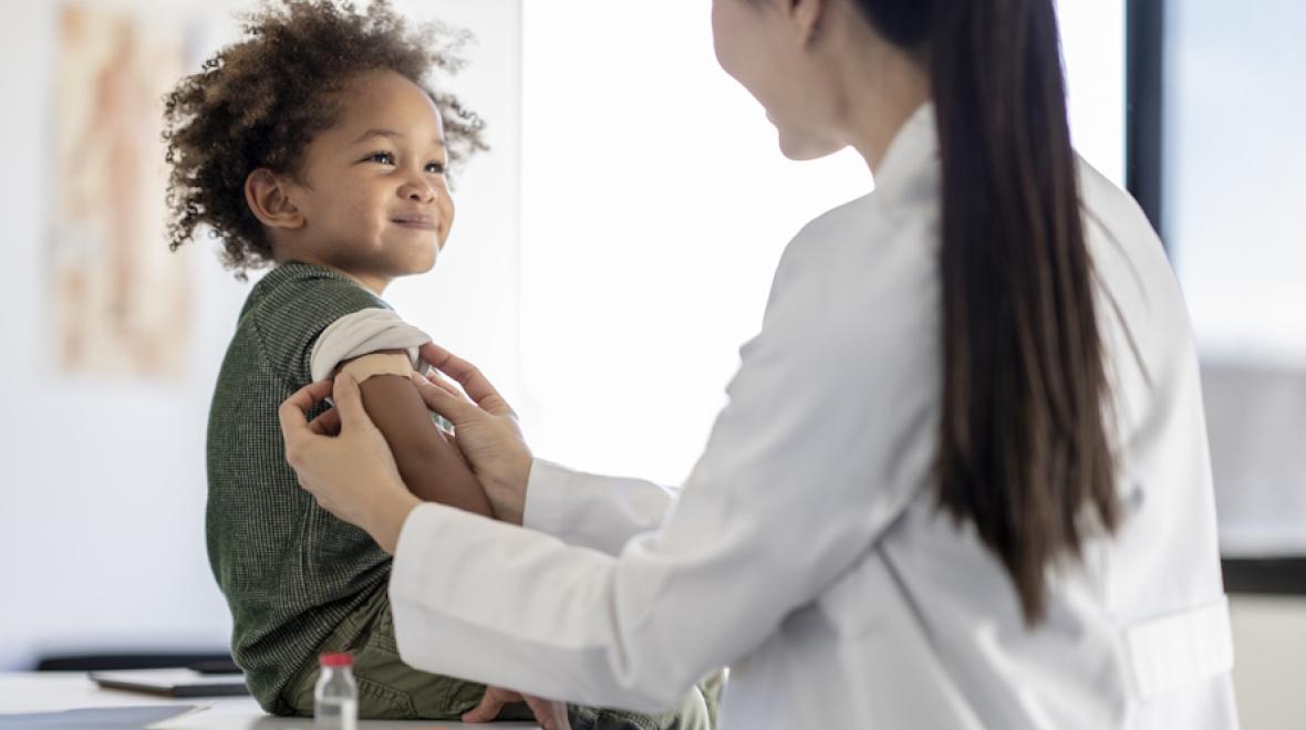 Young boy getting a vaccine