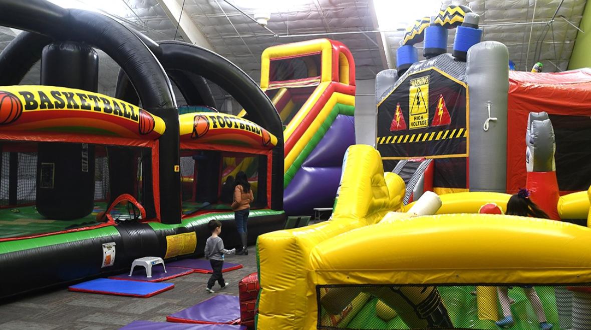 At this indoor playground, Seattle kids play and get the wiggles out when it's raining, here at Arena Sports' Issaquah Family Entertainment Center