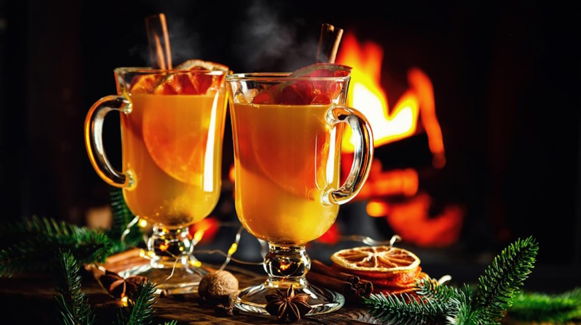 Relax by the fire with a warm alcohol free drink during Sober October