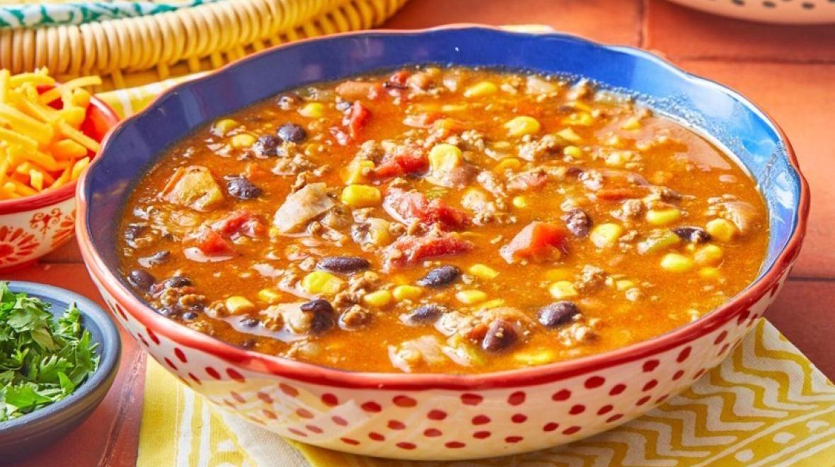 A warm bowl of taco soup recipe