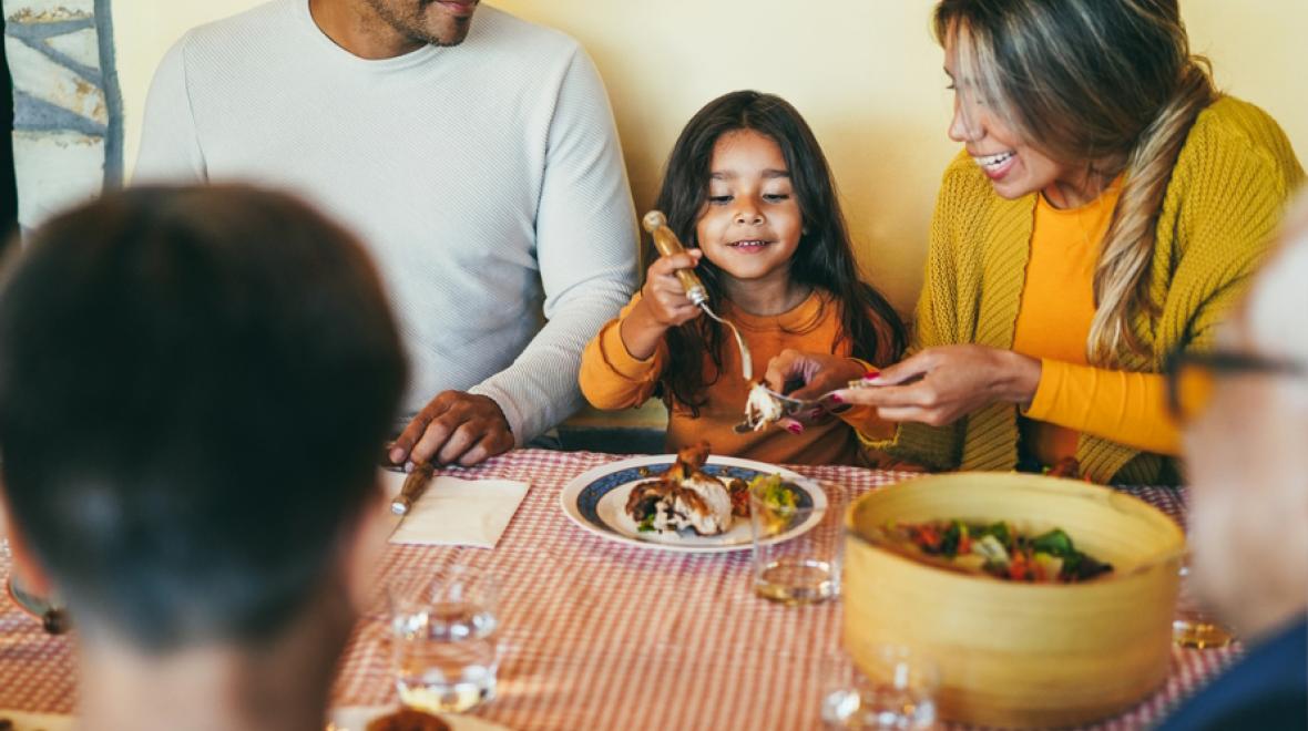 Family eating dinner at home 