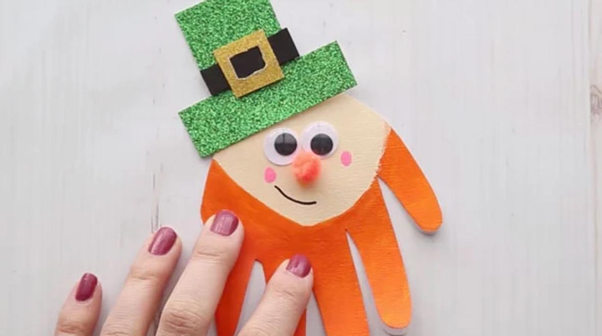 A handprint leprechaun St. Patrick's Day craft for kids