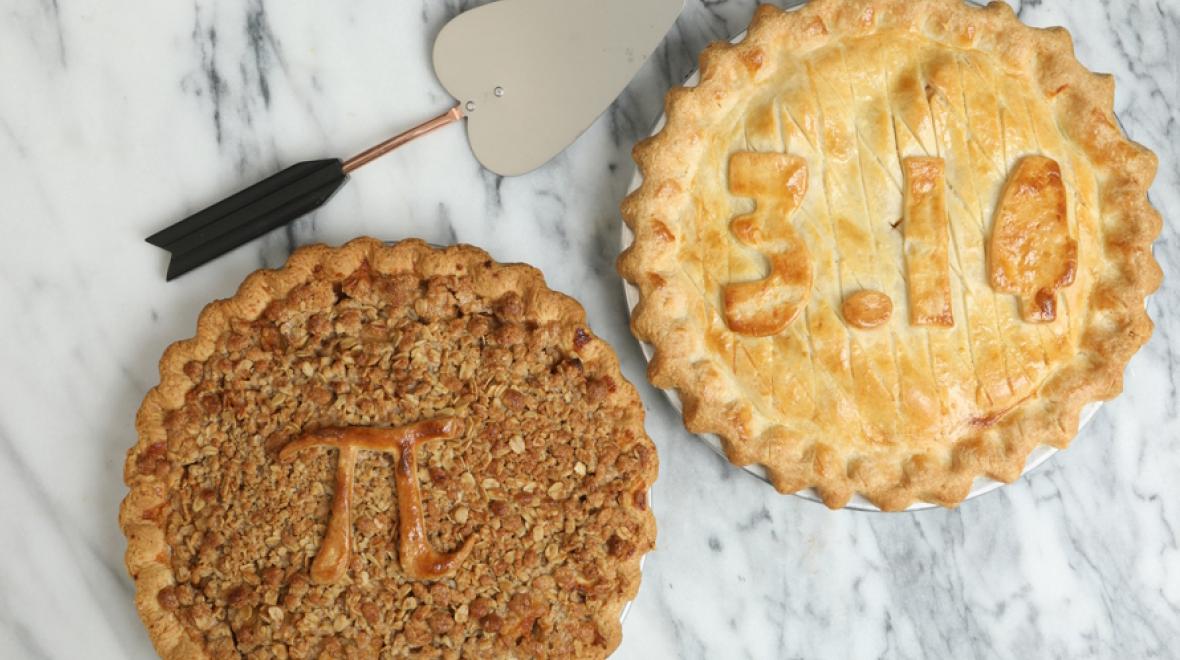 Pie with the Piu symbol for Pi Day