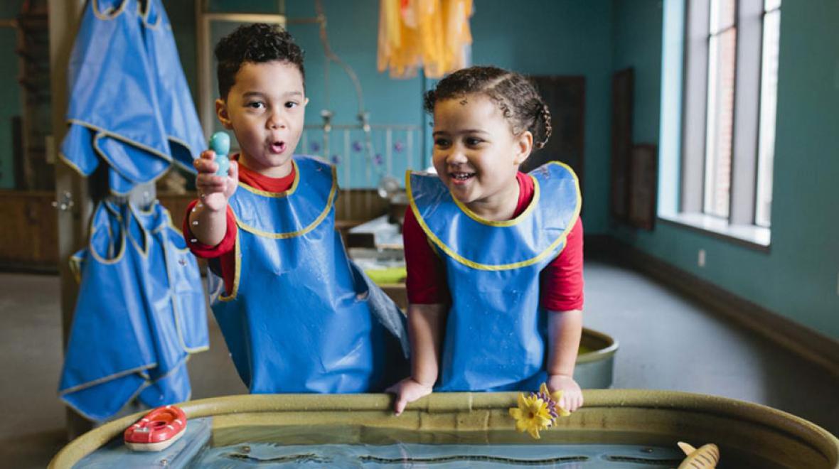 Two kids at the Children's Museum of Tacoma during Spring Break