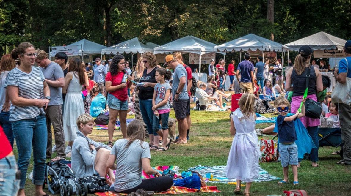 Crowd enjoying CHOMP! music festival near Seattle
