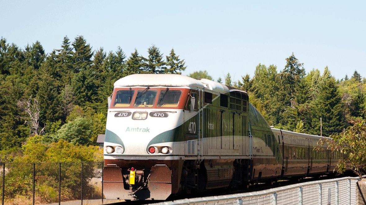 Amtrak Cascades train traveling from Seattle to other Washington destinations