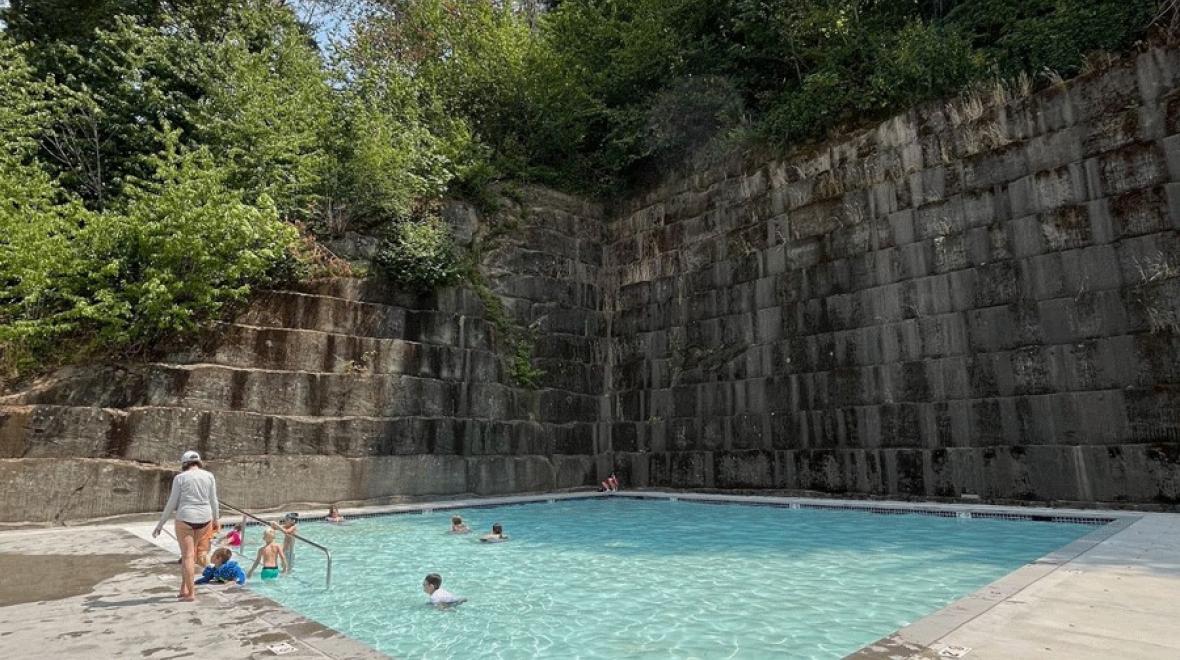 The shallow swimming pool for kids at the Tenino quarry pool