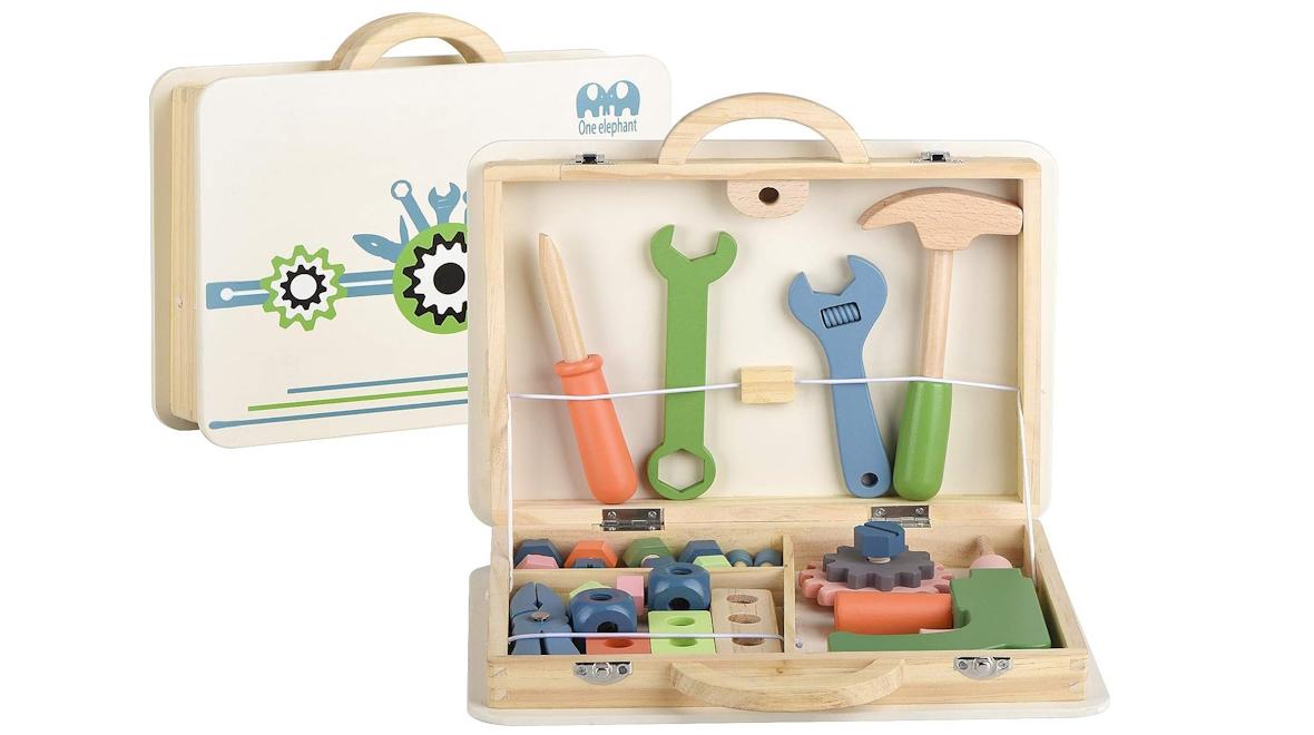 Wooden tool set is a great educational toy for a preschooler