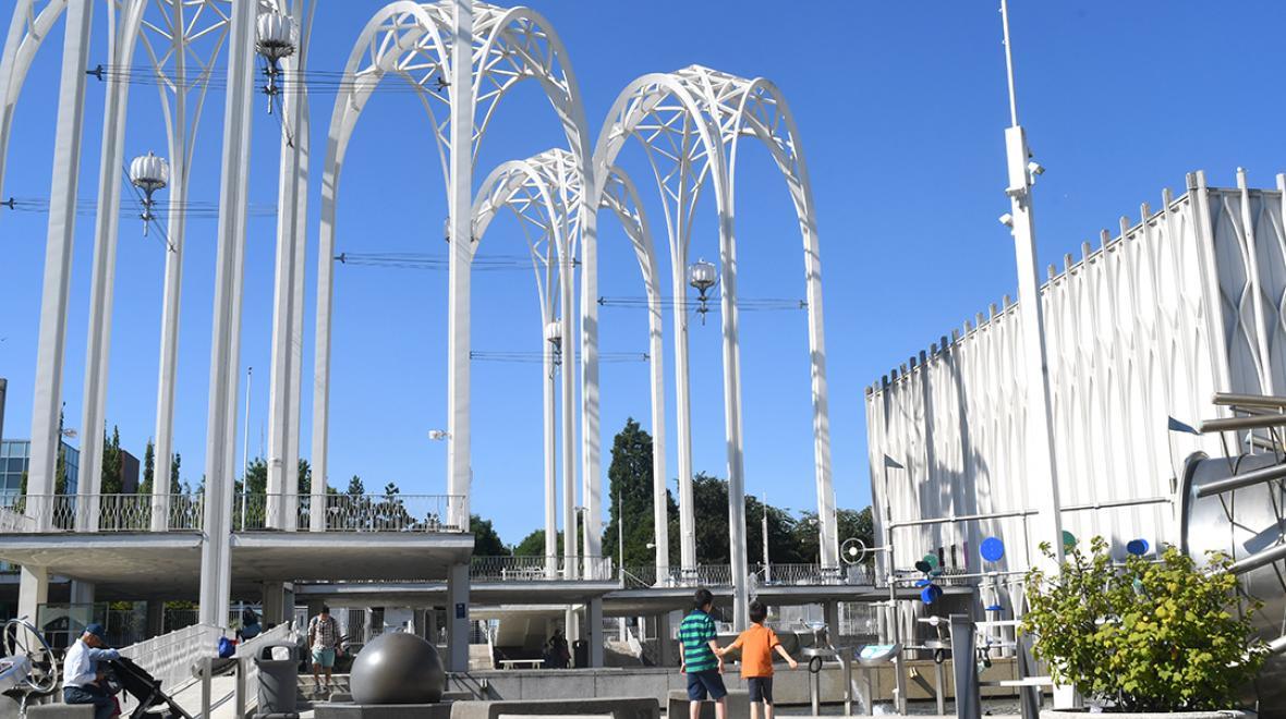 Outside of the Pacific Science Center