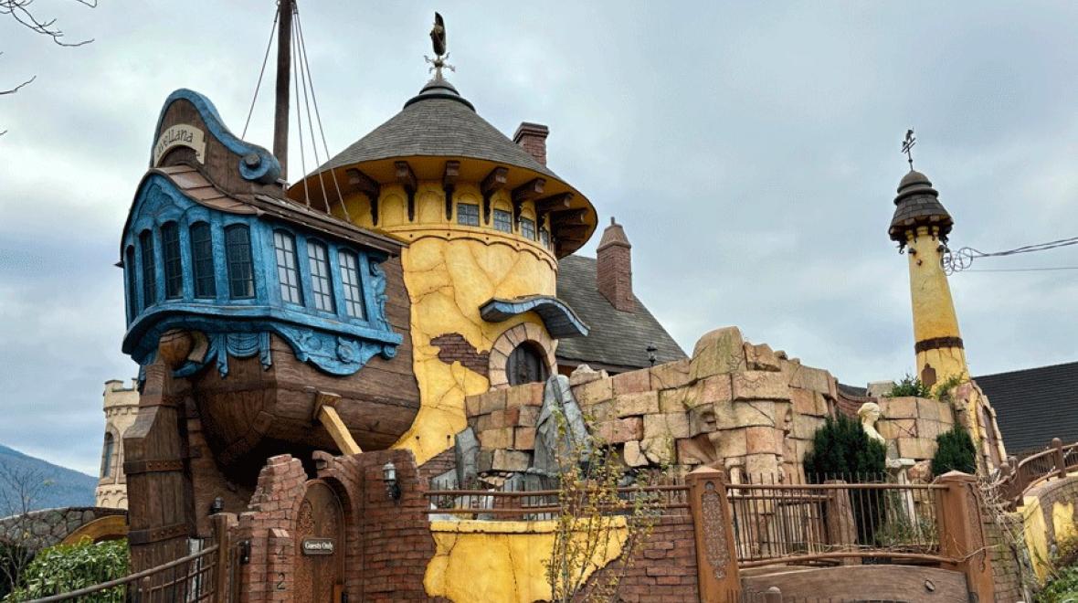Main gate at Hazelnut Inn, an adults-only hotel for a romantic couples getaway outside of Seattle