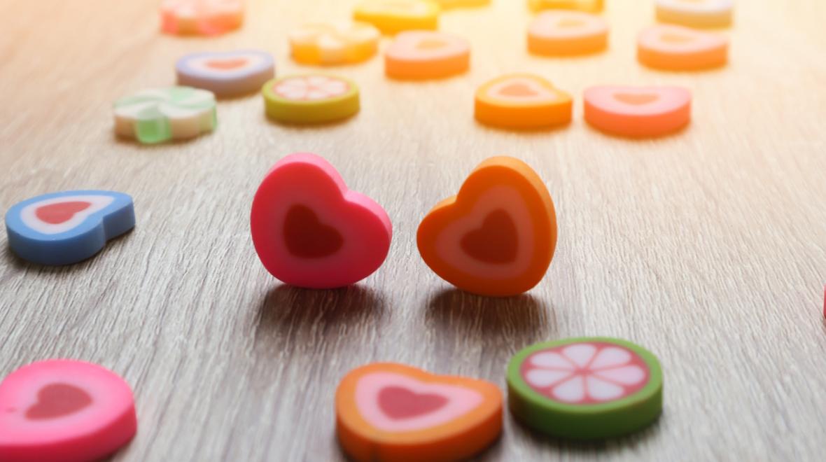 heart-shaped erasers