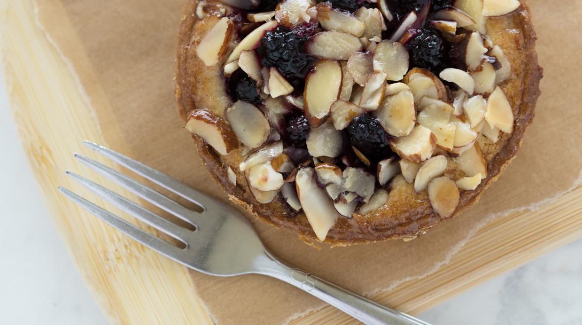 Blackberry jam and almond tarts