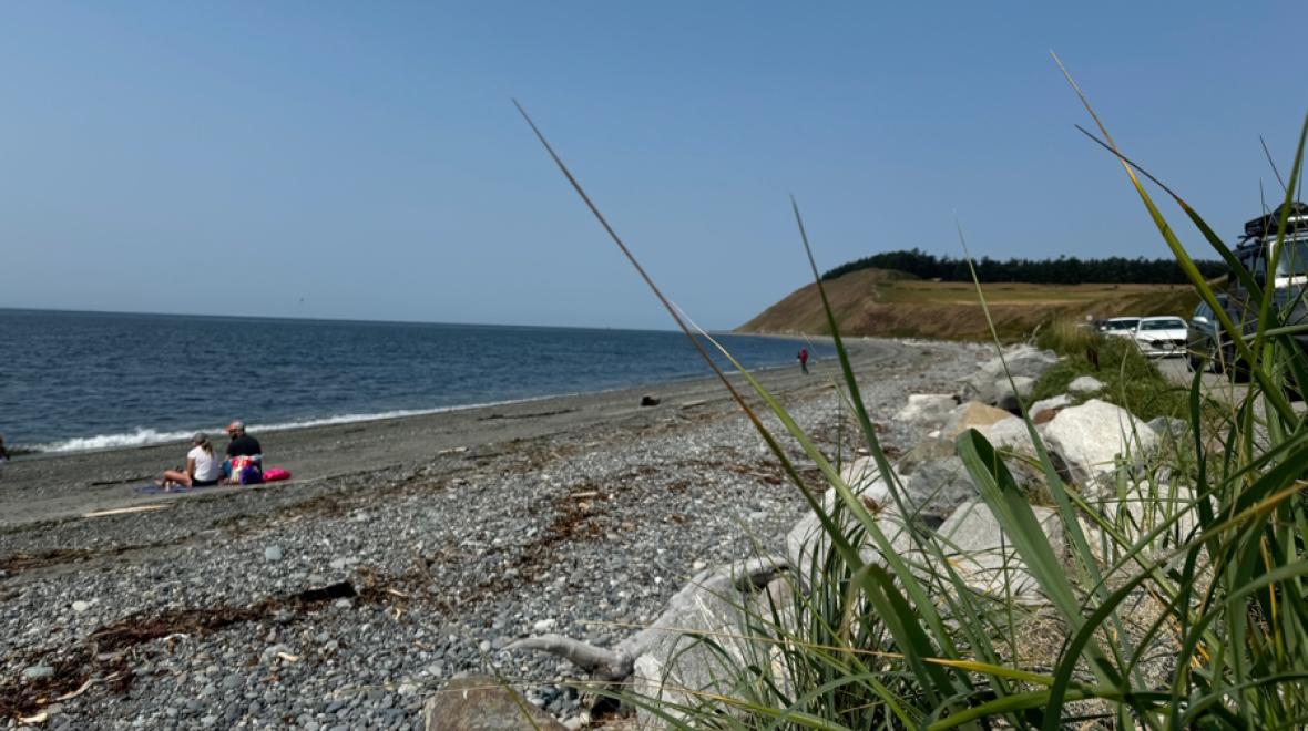 view of the water and bluff at Ebey's Landing on Whidbey island