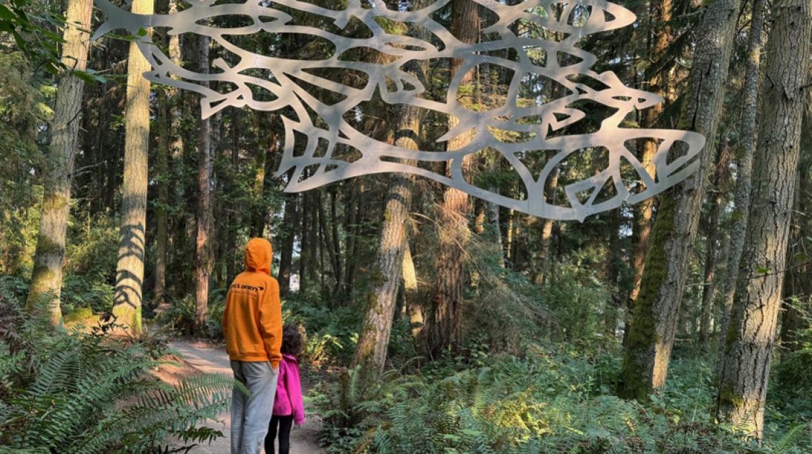 One of the many sculptures at Price Sculpture Forest on Whidbey