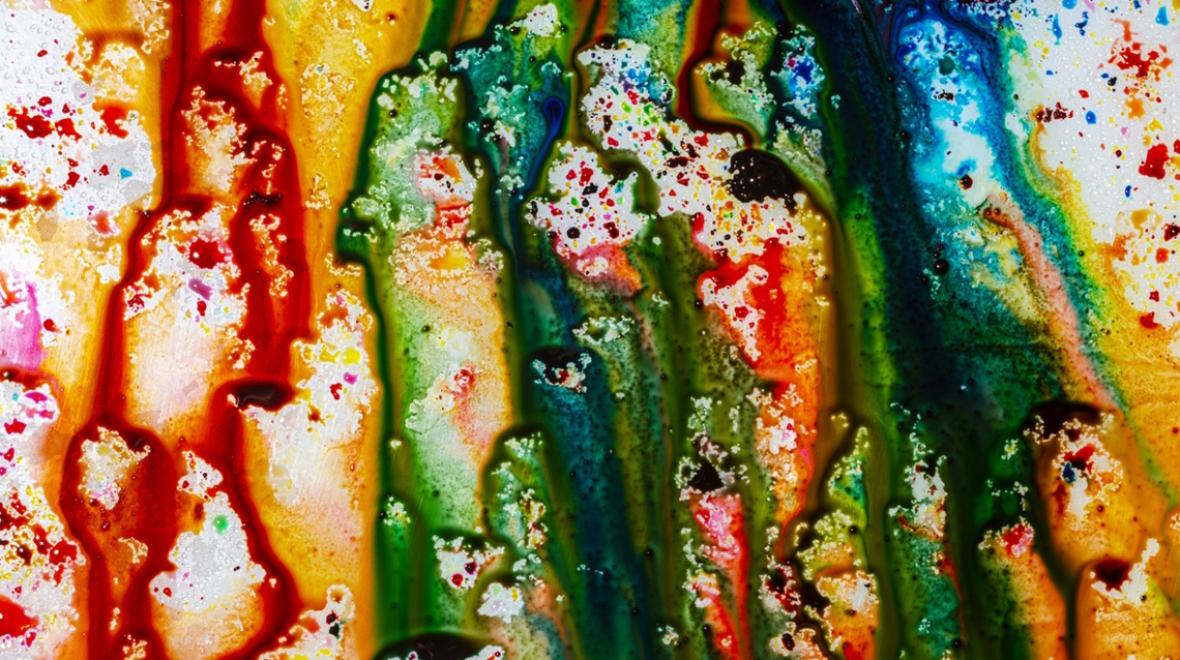 colors running down a piece of paper 