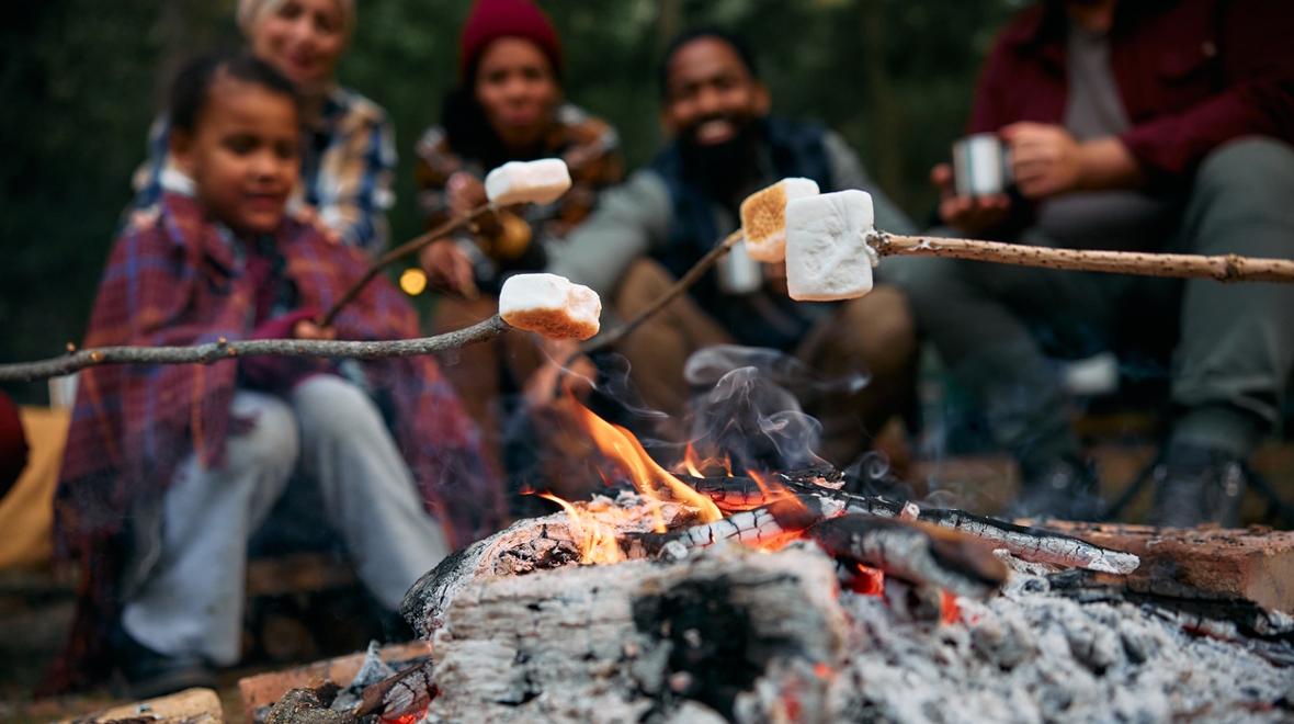 family roasting marshmallows