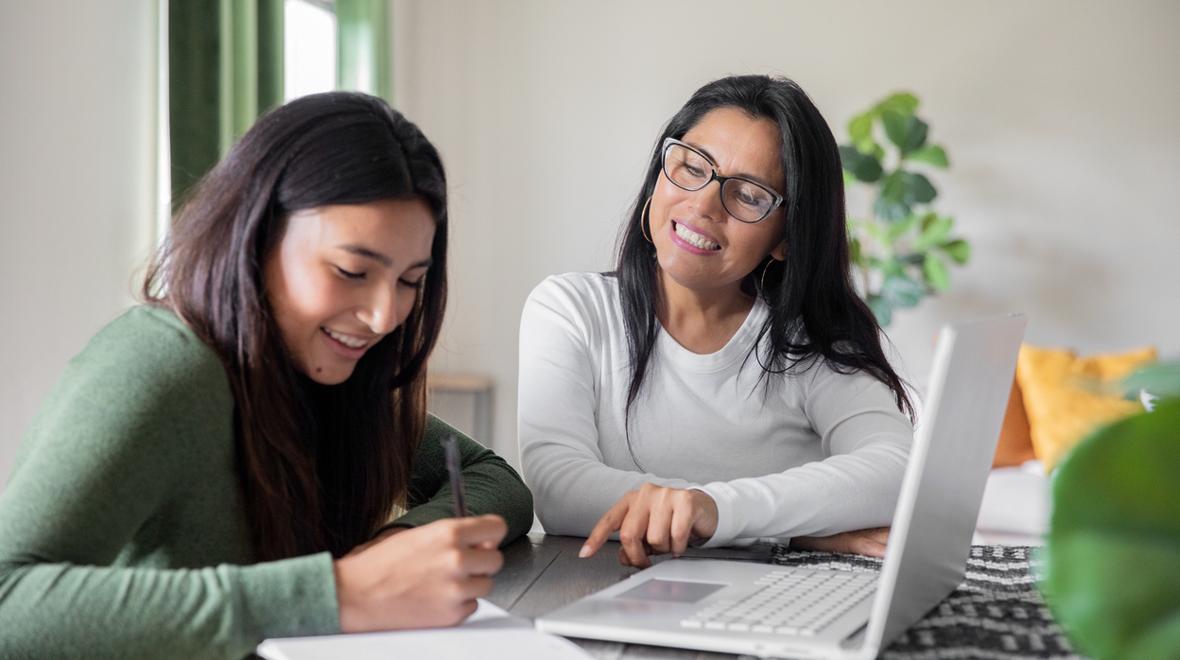 mom and daughter setting goals together