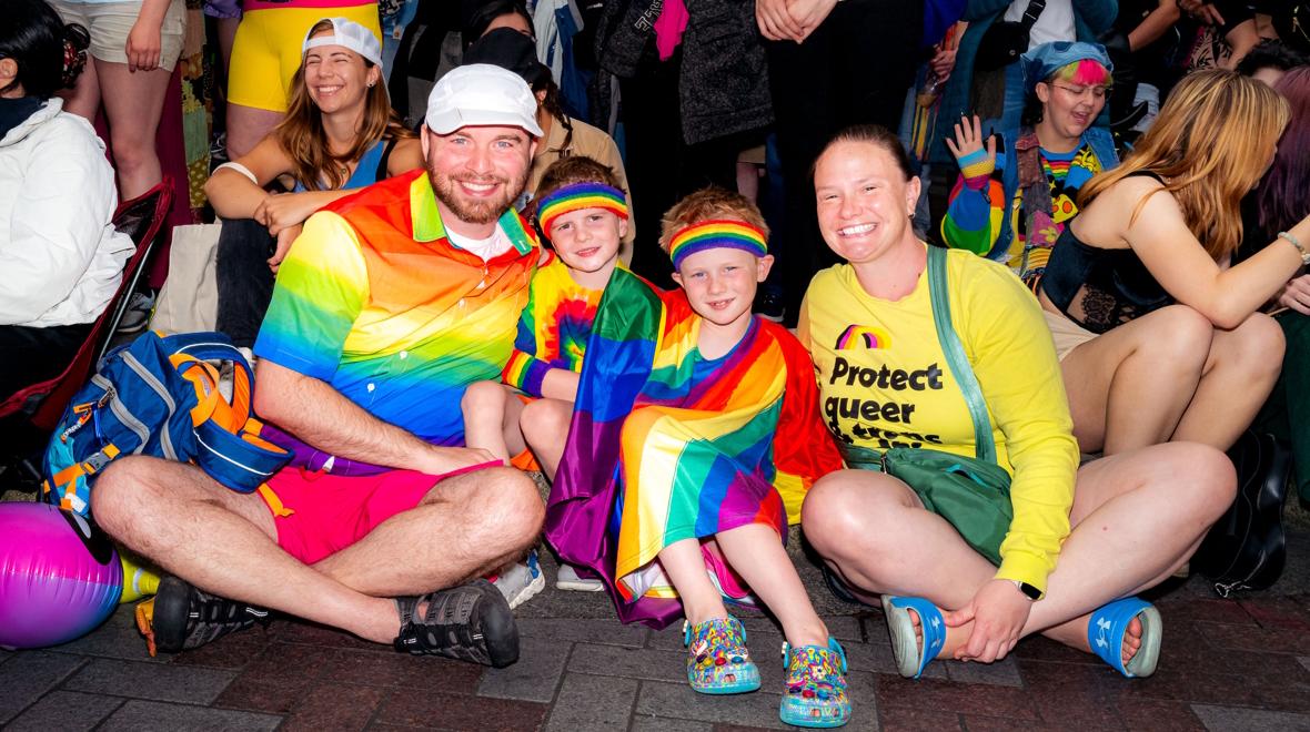 family at Seattle Pride parade
