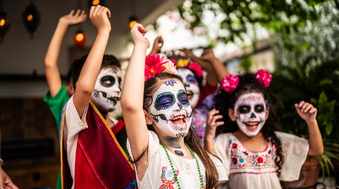 Kids with Day of the Dead facepaint