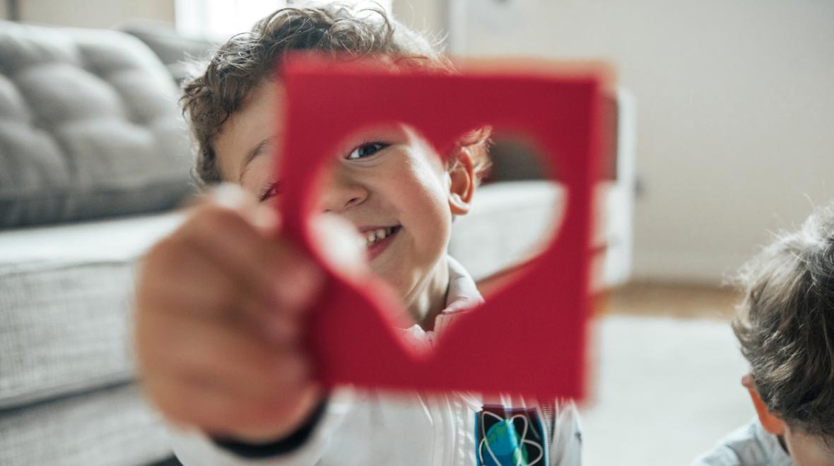 little boy with heart