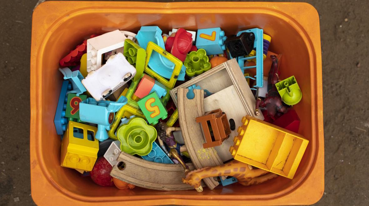 bin of colorful toys