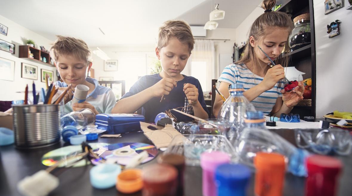 kids working on craft projects