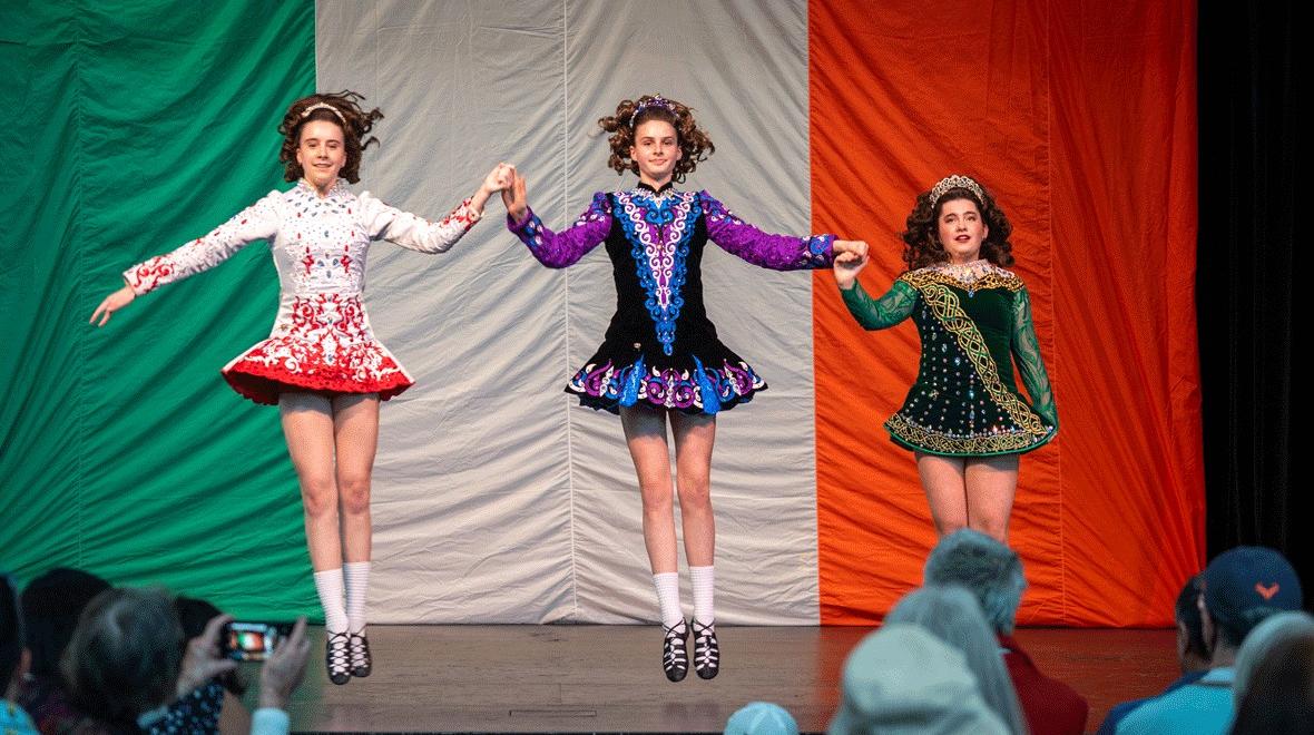girls dancing during the Irish Festival, a family-friendly weekend activity in Seattle