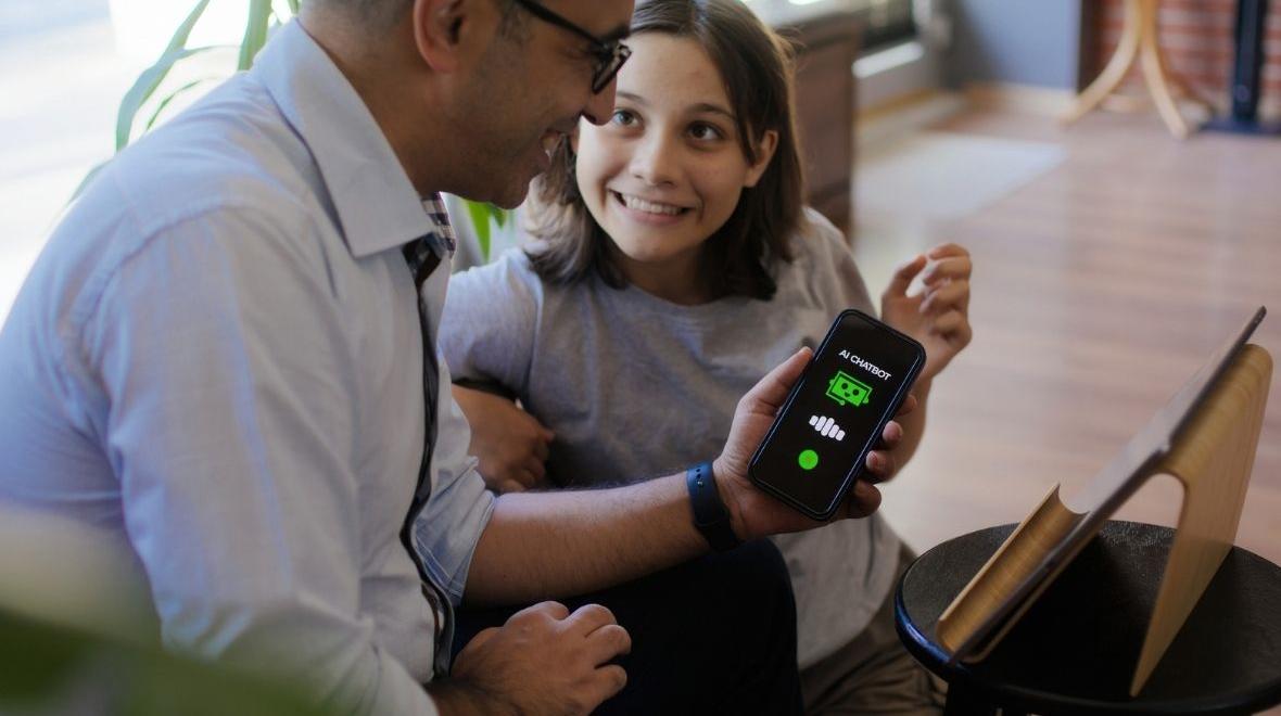 dad talking to kid about generative AI