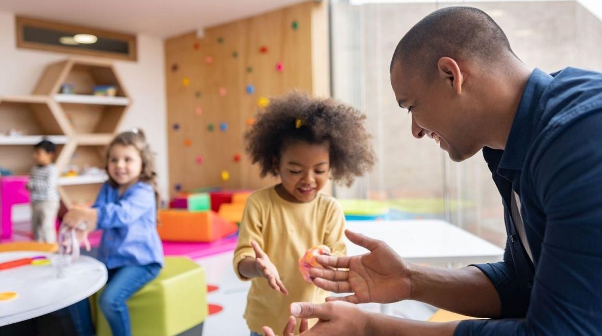 kids at a preschool with parent