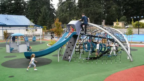 kids playing on the inclusive playground at Richmond Highlands Park in Shoreline