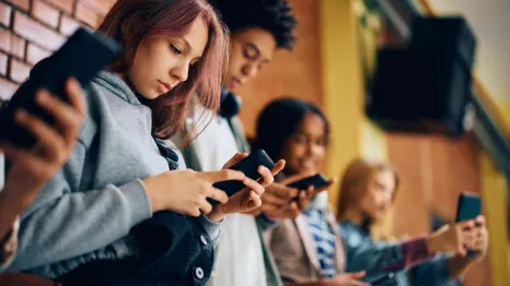 Students using phones in schools