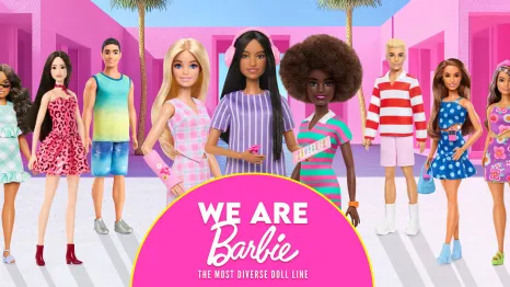 Autistic Barbie with other fashionista barbies Mattel copyright