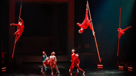 acrobats performing onstage during Cirque du Soleil "Echo" near Seattle
