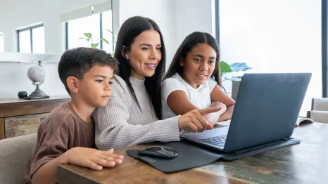 family setting up digital privacy on their home computer