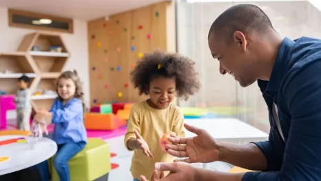 kids at a preschool with parent