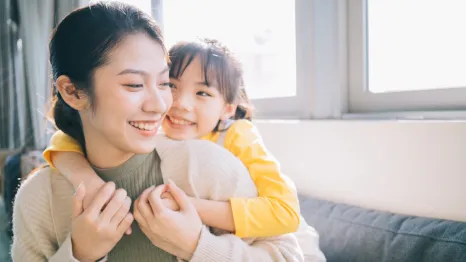 happy mom and daughter 